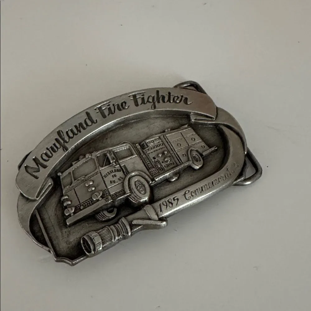 Maryland Fire Fighter Belt Buckle - Silver
